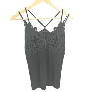 Boston Proper Black Babydoll Tank Womens Sz M Lace Y2K Whimsigoth Gothic‎ Cami